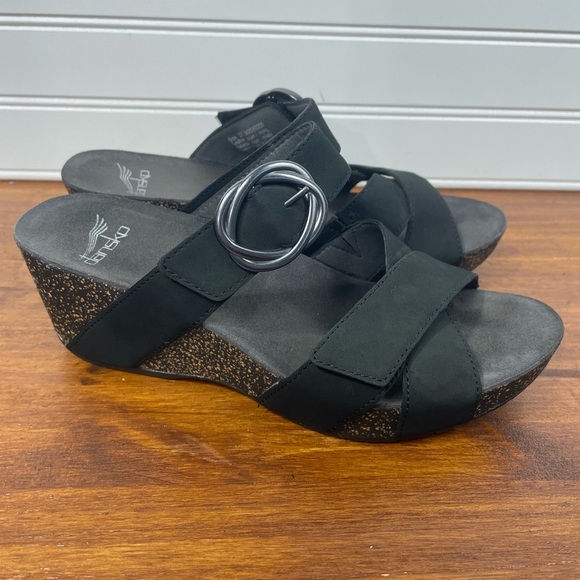 Dansko Susie Cork Wedge Platform Adjustable Buckle Leather Sandals 37 Women’s - Picture 9 of 11